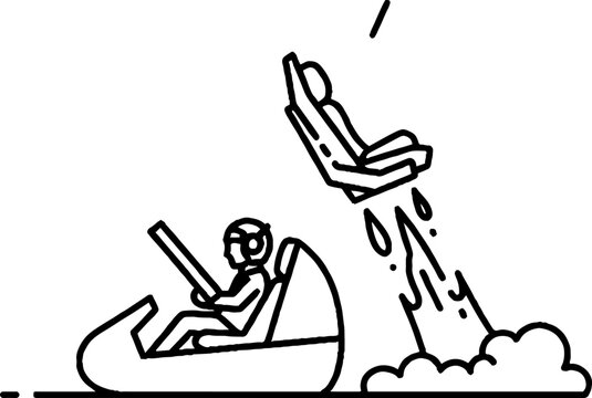 Amusement park ride accident with ejected seat cartoon.