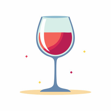 Flat design illustration of a glass of red wine