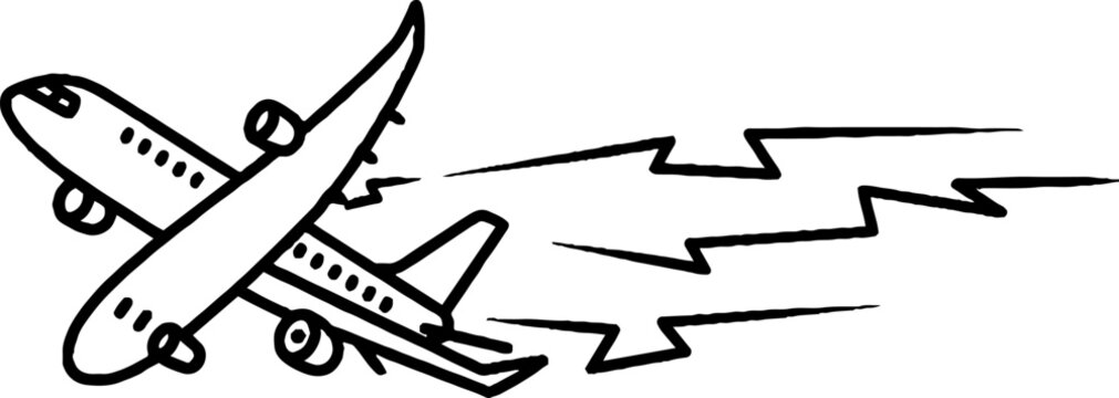 Illustration of a jet airplane flying with lightning speed.