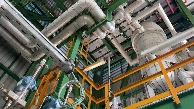 Complex chemical transportation pipelines integrated with industrial process units demonstrate engineering precision, process optimization, and reliable production infrastructure in petroleum faciliti