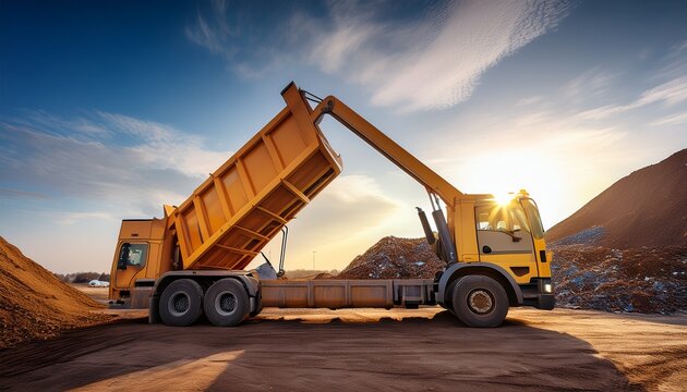 mercedes benz skip loader truck collecting construction waste