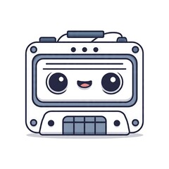 Obraz premium Cute cartoon face with simple thick border vector illustration.