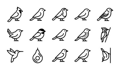Vector Bird Icons Set: Small Avian Wildlife Illustrations, Nature & Ornithology Graphics © Arafat