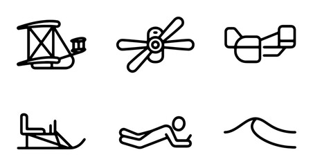Vintage Aircraft Icons, Aviation Symbols, Transportation Icons, Retro Flight Elements © Arafat