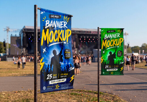Festival banner mockup outdoor
