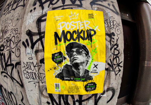 Graffiti wall poster mockup