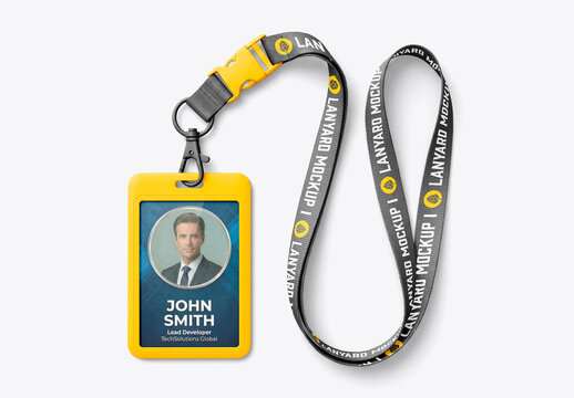 Lanyard badge mockup isolated