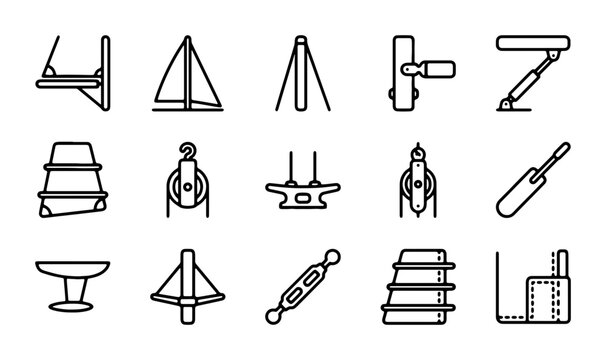 Hardware and Tools Vector Icons Set: Nautical, Construction, and DIY Elements