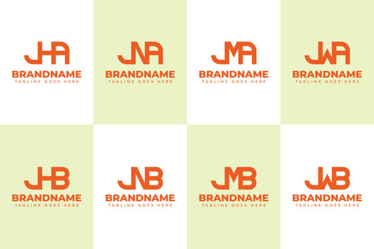Letters JHA JNA JMA JWA JHB JNB JMB JWB Monogram Logo Set