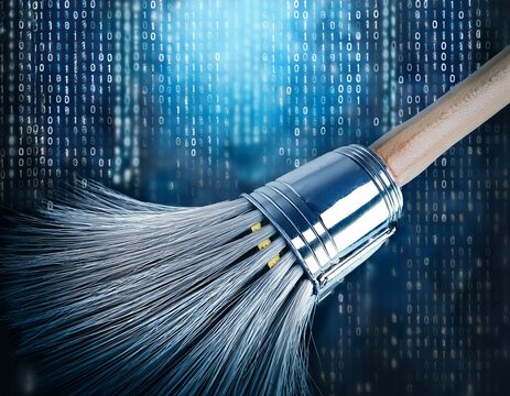sweeping digital data with binary code for data cleaning concept