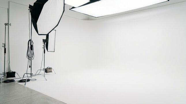 A professional photography studio setup with modern technology and equipment