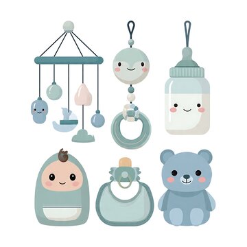 Cute cartoon kitchen utensils and appliances illustration set.