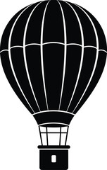 Naklejka premium Hot air balloon silhouette, aviation icon, flight symbol, sky travel, adventure design, aerostat illustration, airship graphic, minimalist balloon art