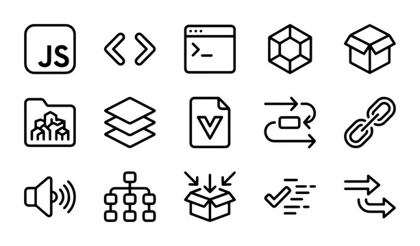 25 Technology Icons: Code, Data, Development, Software, & Business Icons