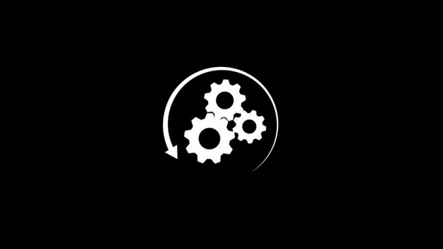 process gear animation with circular arrow workflow automation system.