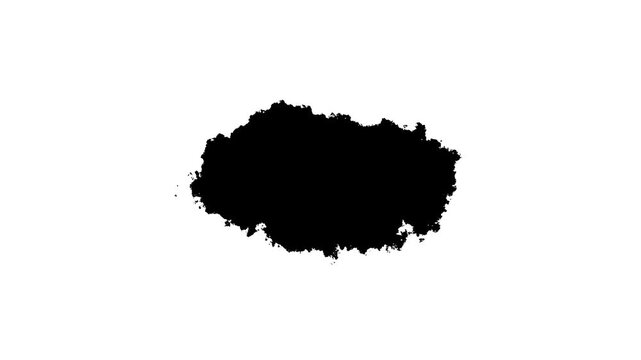 Black watercolor ink drops Falling on white textured paper slowly spread out. ink Drops Transition concept.