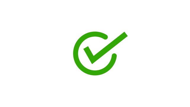 check mark appears, tick icon animation, Success, correct or right choice, accepted. Motion graphic design.
