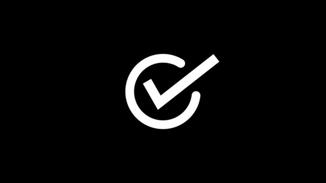 check mark appears, tick icon animation, Success, correct or right choice, accepted. Motion graphic design.