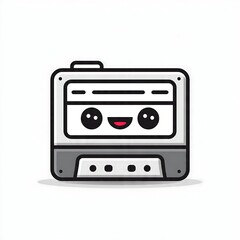 Obraz premium Cute cartoon illustration of a smiling face in a simple thick border.