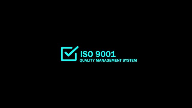Minimal ISO 9001 Quality Management System certification banner featuring a white checkmark.
