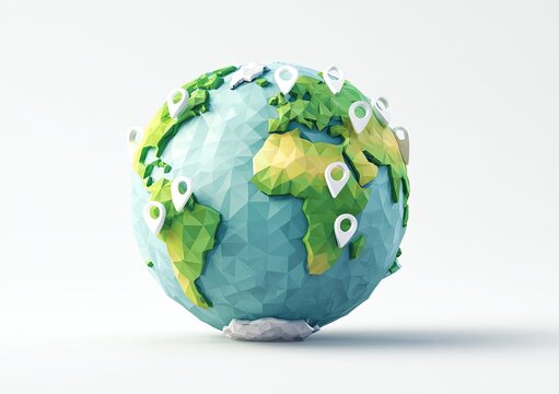 Clay Earth Globe with Location Pins Representing Global Connectivity.