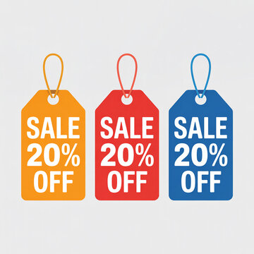 Bold red sale tag isolated on a clean white background, featuring large white SALE text in a modern sans-serif font. Minimal retail marketing concept with realistic fabric texture, premium product lab