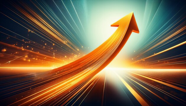 orange arrow in motion symbolizing business transformation and growth speed innovation and strategic direction main object arrow concept forward motion and acceleration