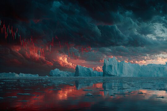 Dramatic climate change scene: the melting heart of earth's pola