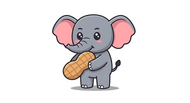 Cute elephant eating peanut