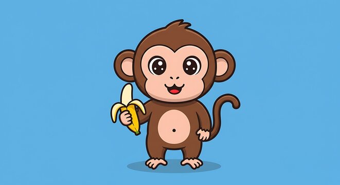 Cute monkey eating banana
