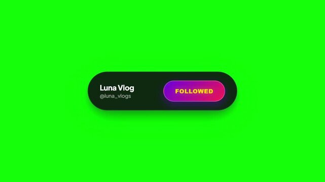 Animated social media follower notification on green screen background