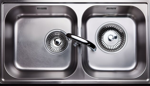 stainless steel kitchen sink with drainer top view