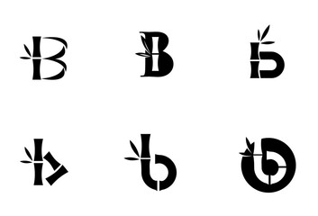 Set of stylized letter B and b logos with bamboo elements, a collection of creative branding icons and graphic design elements. © Alpha Vector