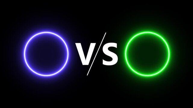 VS versus bar circle neon animation on black background, blue and green vs versus template animated.