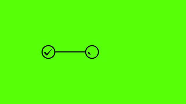 Check mark symbol arrow icon animation isolated background .animated 3 step info motion graphics. process with black check mark. animation video on alpha channel transparent background.