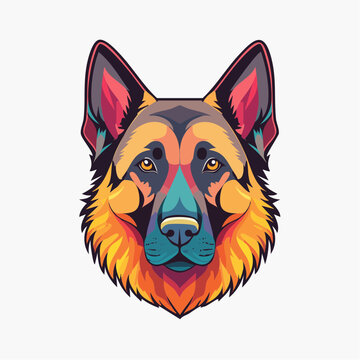 German Shepherd Dog Head Illustration
