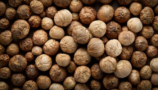top view full frame of whole ripe maca placed together as background