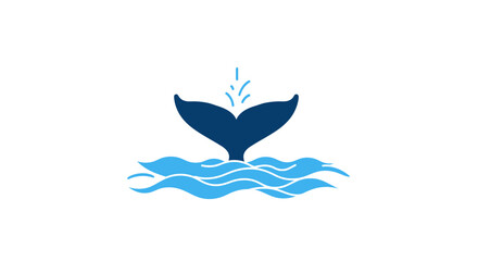 Whale Tail Diving Into Blue Ocean Waves Logo © Bodo