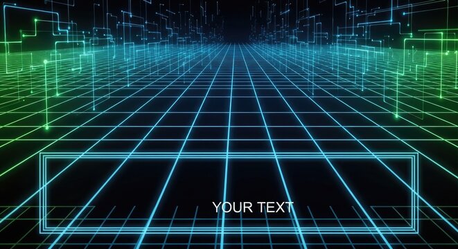 Futuristic Digital Grid Background with Text Placeholder