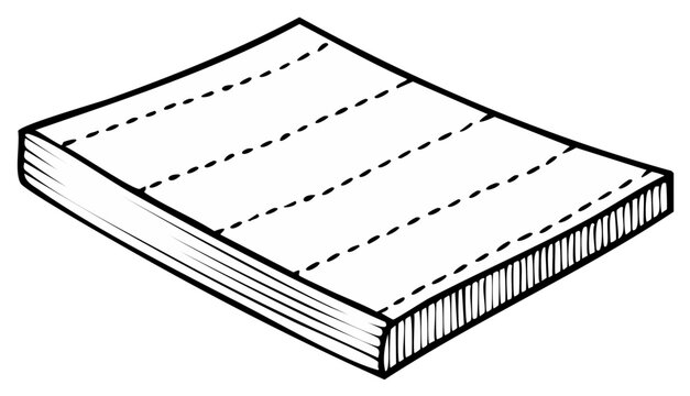Hand Drawn Sketch of Stapled Document Pages with Dotted Lines