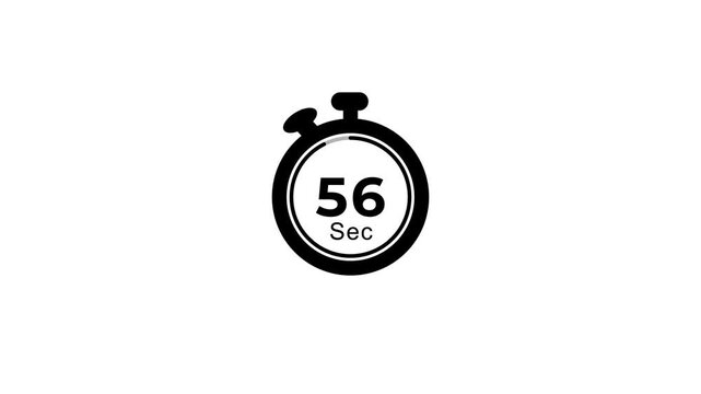 One minutes animation countdown on white background.