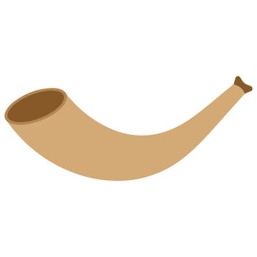 Shofar horn jewish religious musical instrument ram s horn rosh hashanah yom kippur flat design