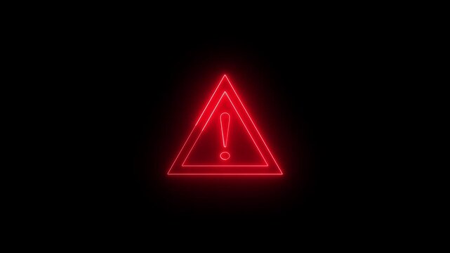Neon Attention sign with animation and black background.