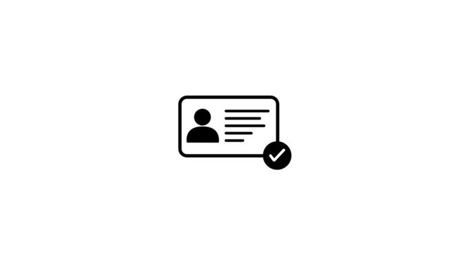 NID card verify icon motion graphics. Personal data verification 4k video.