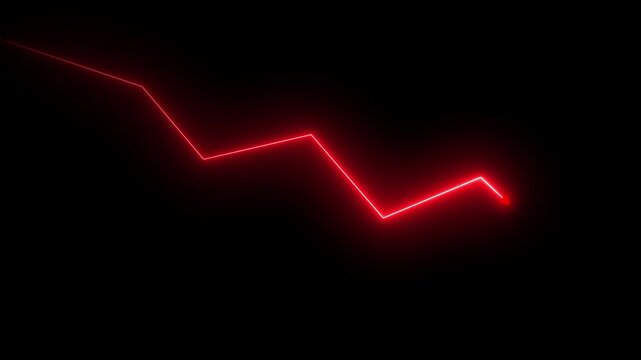 Neon Downward Arrow Falling Graph Business Loss Background