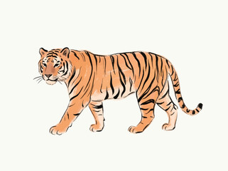Obraz premium Majestic Tiger Striding Gracefully Illustration