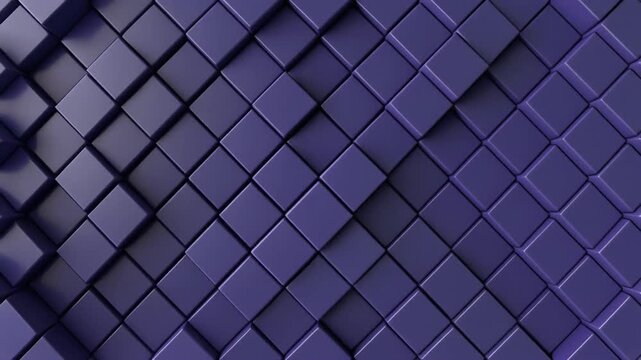 Cinematic 3D Diamond Grid Pattern Splitting and Recombining &ndash; Purple Geometric Tile Motion Background Loop