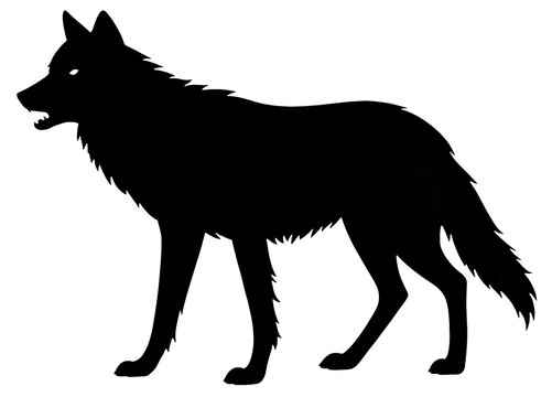 silhouette of a snarling wolf standing in profile