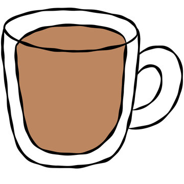 Hand drawn hot coffee, tea, mug