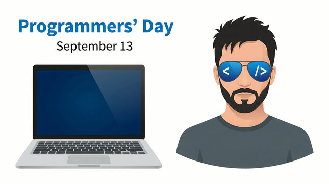 programmers day, laptop and cartoon developer